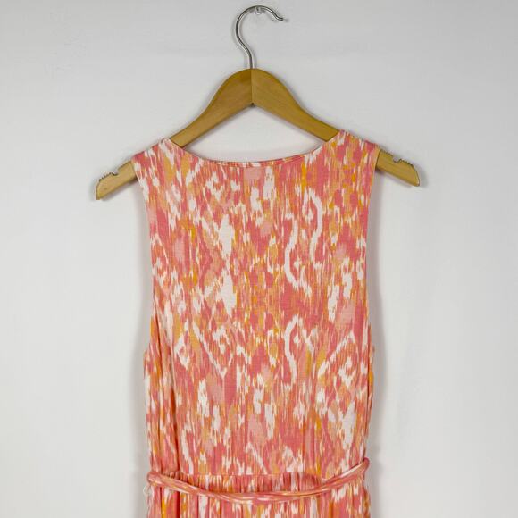 Soma Weekend Women's Ikat Soft Jersey Knit Midi Dress Large Orange Belted - Picture 8 of 13
